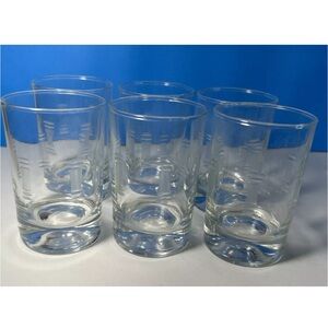 Set of 6 MCM ETCHED BAMBOO  juice Glasses 6oz EUC